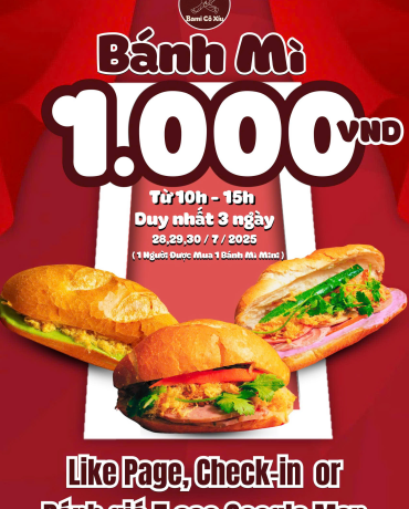  KHÓNG THỂ BỎ LỠ: Bánh Mì Mini Chỉ 1.000 Đồng Tại Bami Cô Xíu – Duy Nhất 3 Ngày! 🔥